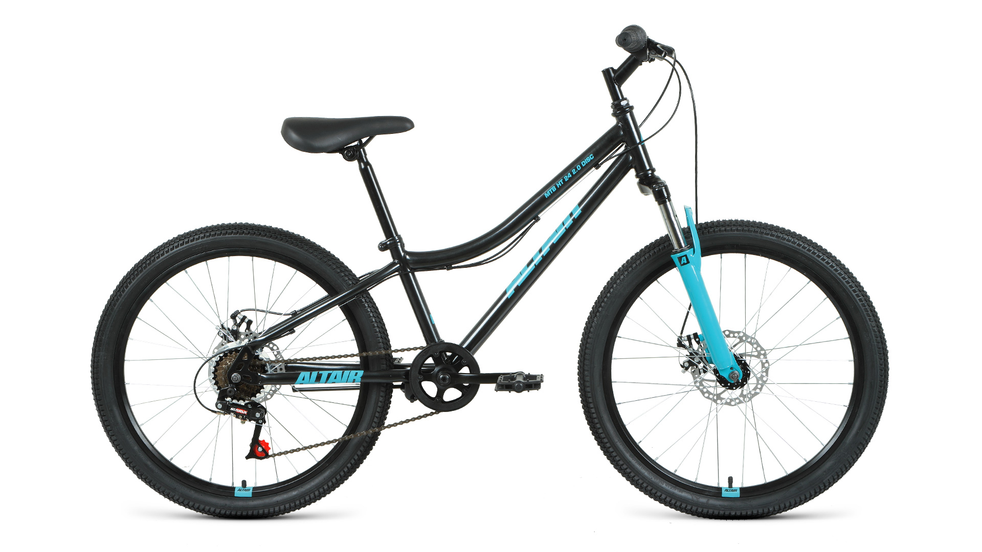 картинка Велосипед Altair MTB HT 24'' 2.0 (черный/ бирюзовый)  2022 | велосалон Драйв г. Липецк