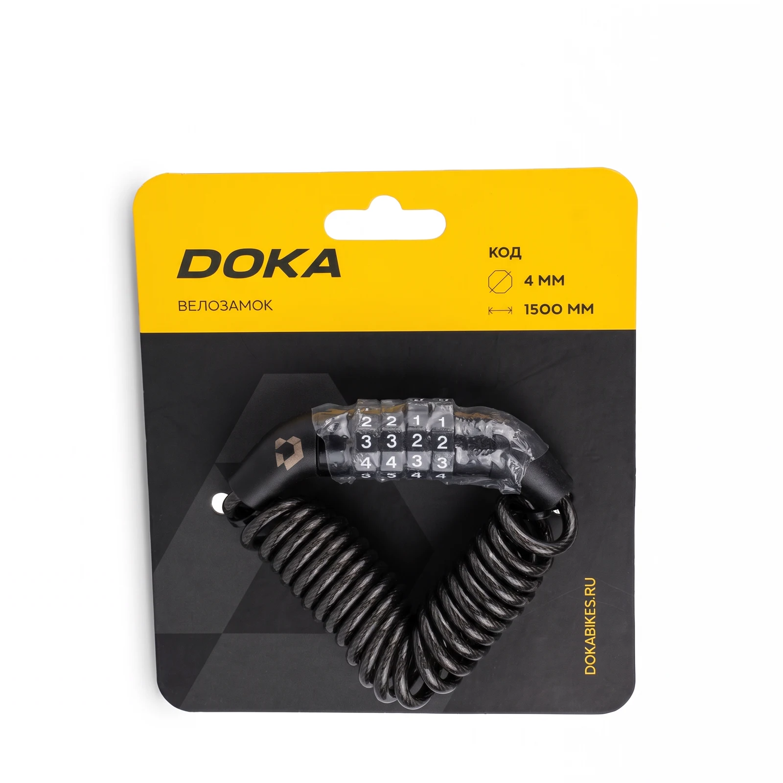 картинка Замок велосипедный Doka код 4х1500мм MS-001 | велосалон Драйв г. Липецк